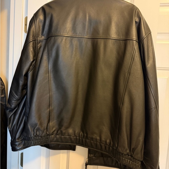 Croft & Barrow Black Leather Bomber Jacket - Picture 2 of 5